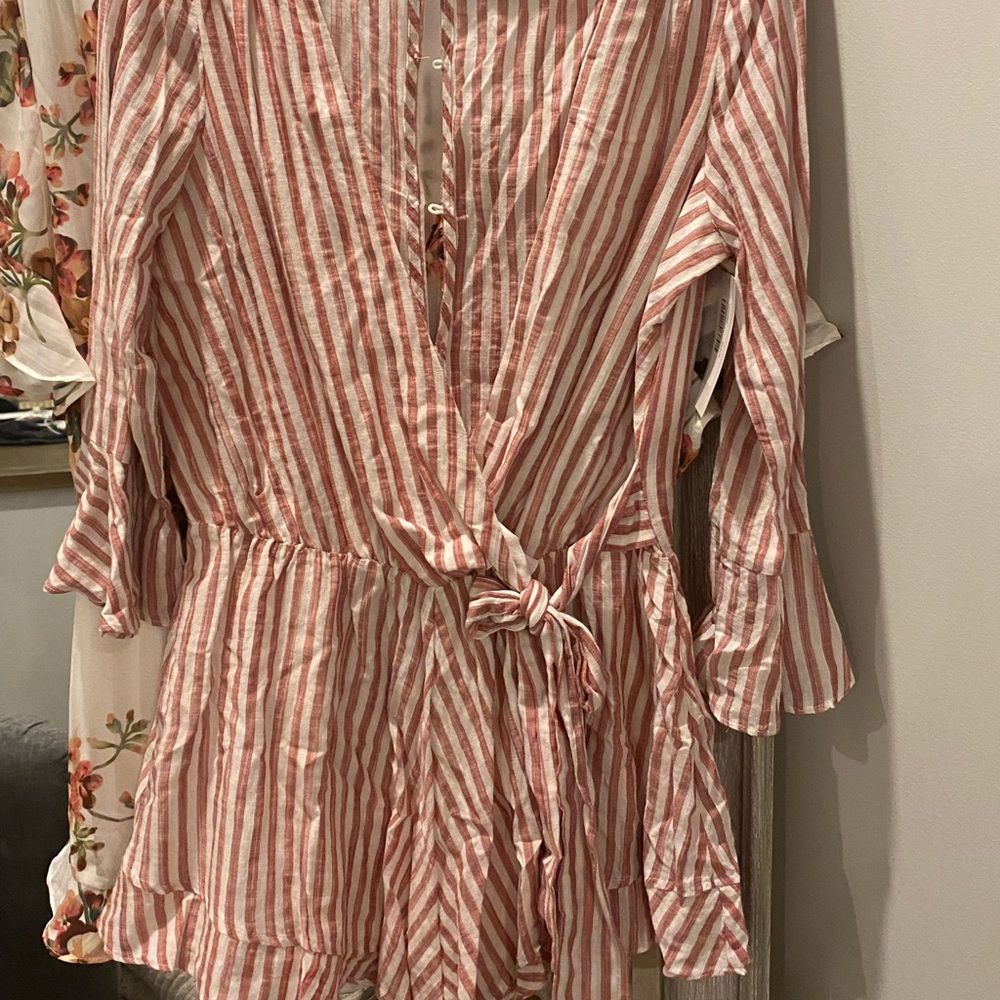 NWT long sleeve striped romper
